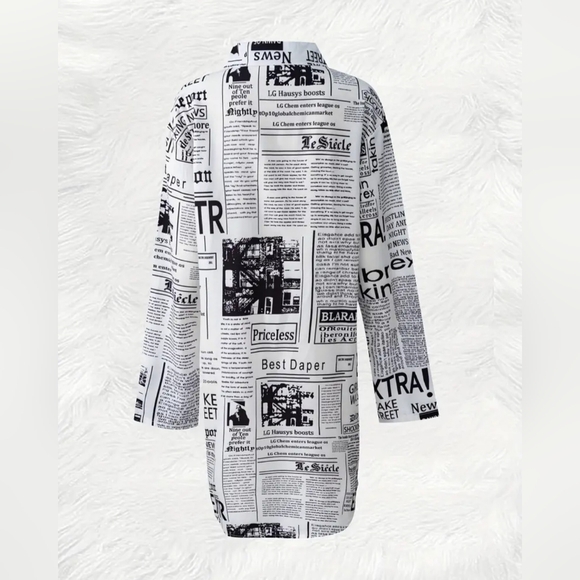 NIP Edgy , Designer, Spill The Tea , News Paper Print Dress - Picture 12 of 14